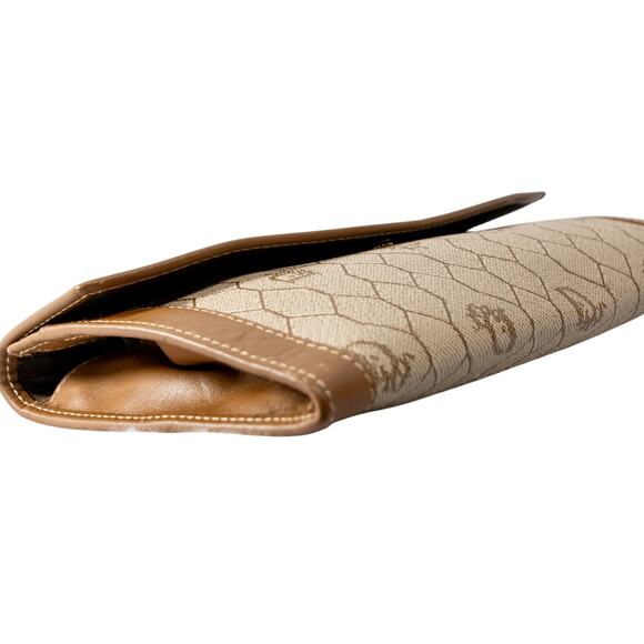 Women's Vintage 80's CHRISTIAN DIOR Honeycomb Tan Brown Canvas Wallet - Picture 8 of 11